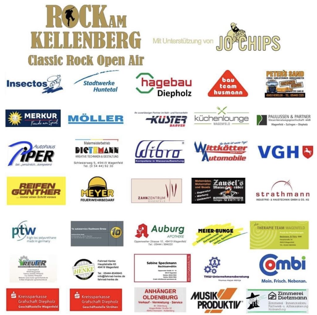 Sponsorenwand Rock am Kellenberg, Classic Rock Open Air, mit Logo THW Unternehmensberatung